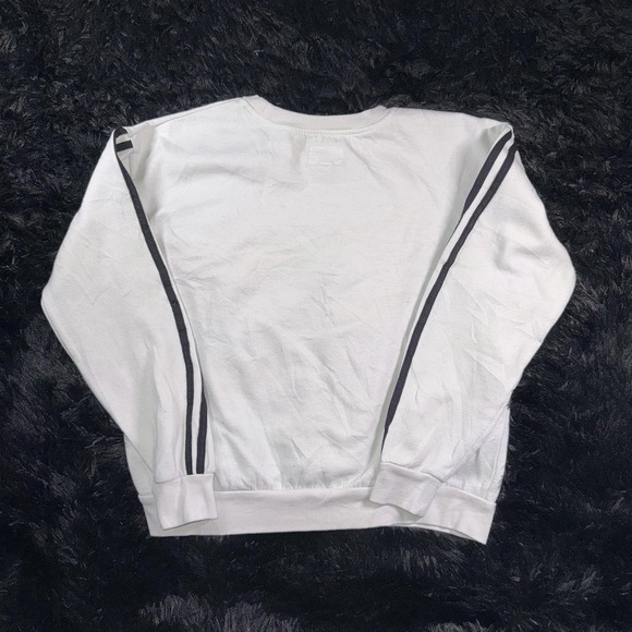SWS/ACTIVE Sweatshirt Womens Large White Fleece Pullover Stripe Crewneck - Picture 6 of 6